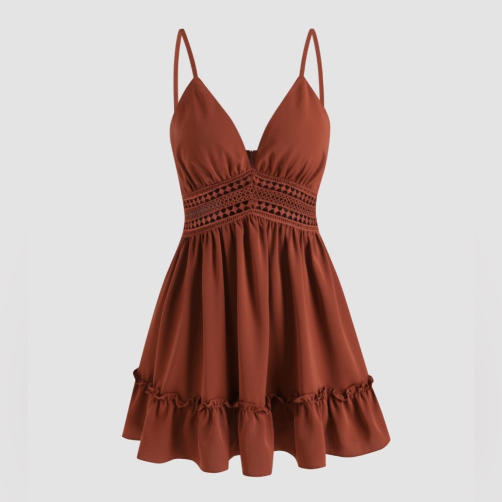 Women’s Cider Brand Hollowed Out Ruffle Mini Dress